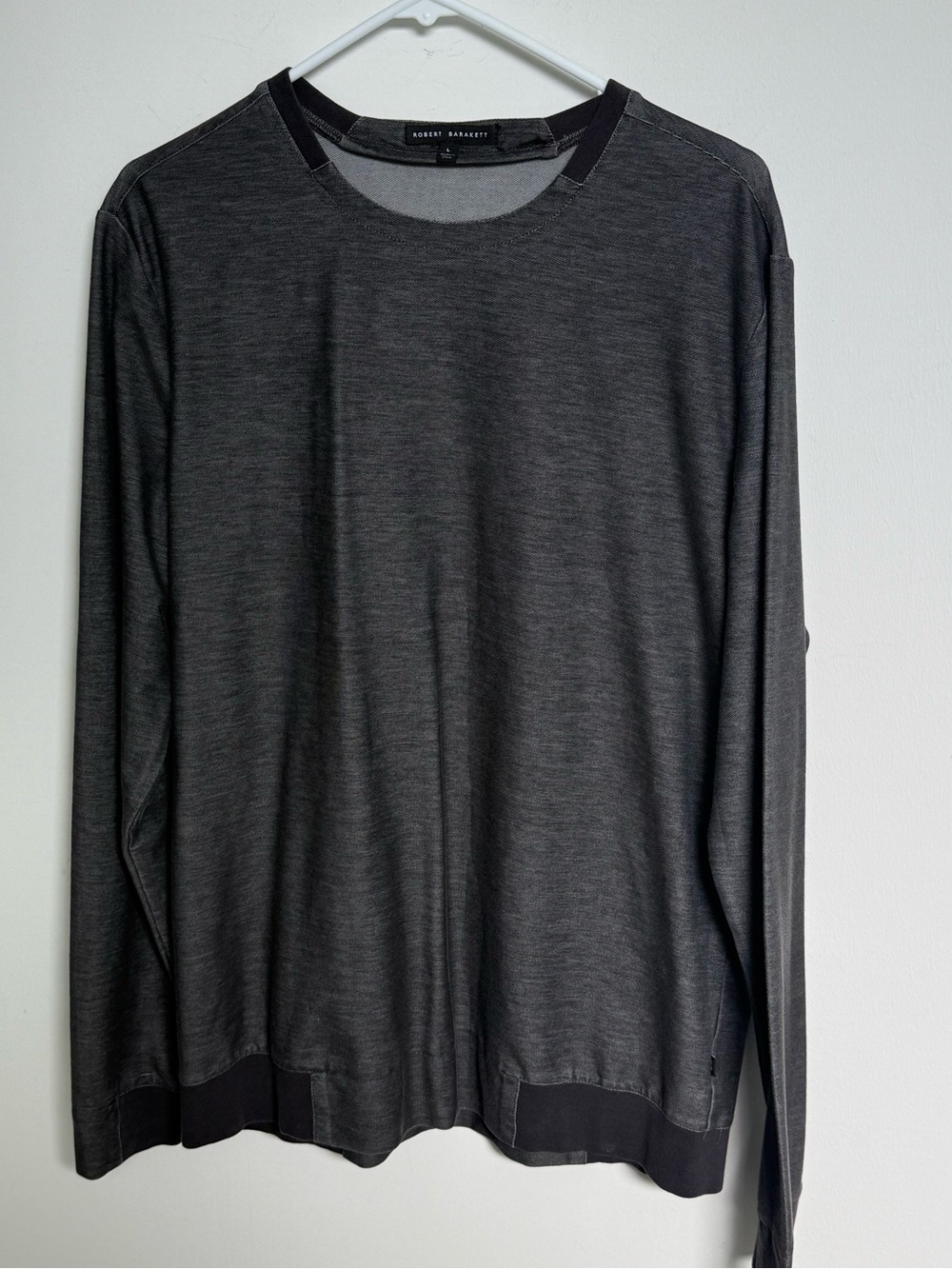 Robert Barakett Men's Long-Sleeve Crew in Charcoal Gray